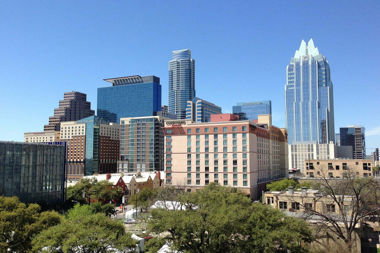 a city with tall buildings